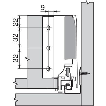 Mocowanie ścianki tylnej TANDEMBOX Blum Z30K000S, wys.K 100/128,5mm, szare, komplet